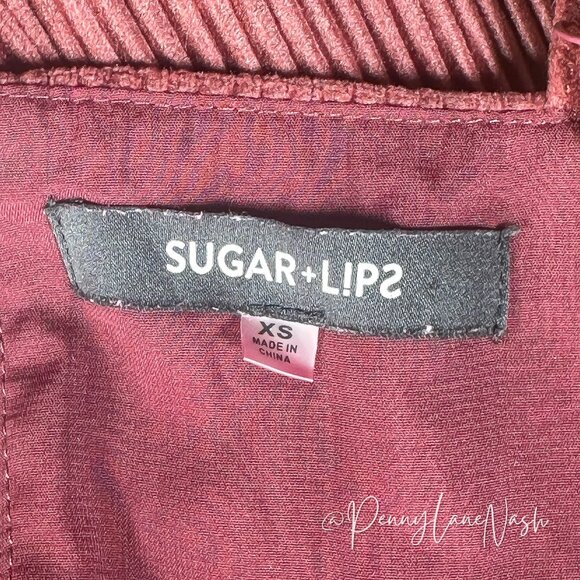 Sugar + Lips High Neck Corduroy Mini Dress Red - Picture 6 of 10